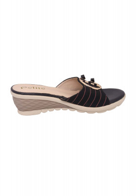 Ladies Special Golden and Black Party Balanced Heel