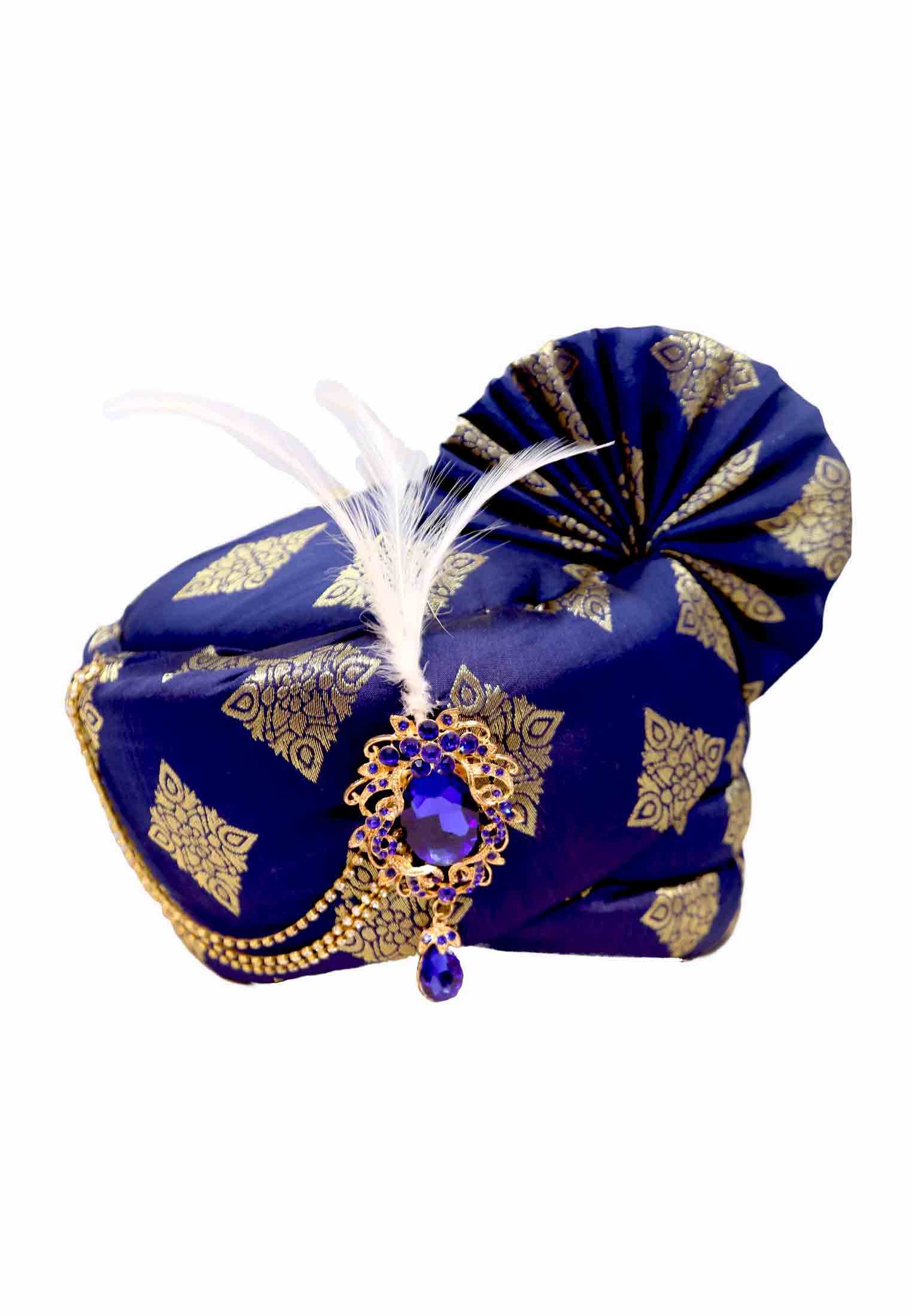 Blue Wedding Pagri made of Katan
