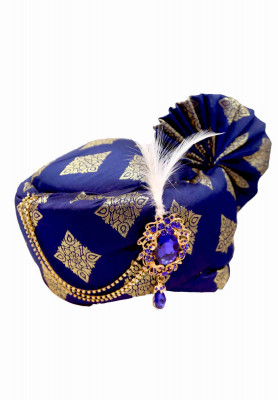 Blue Wedding Pagri made of Katan