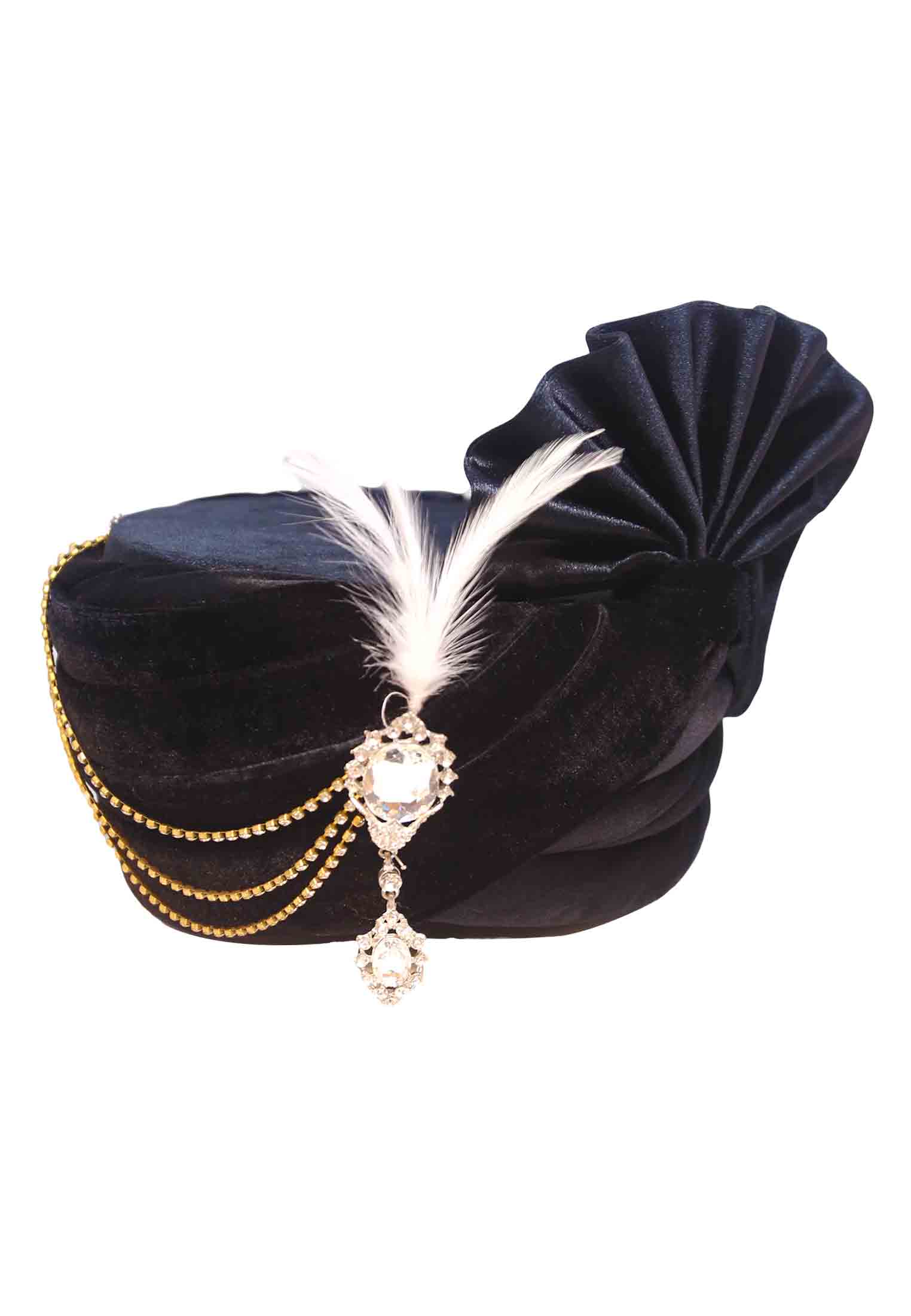 Black Wedding Pagri made of Velvet