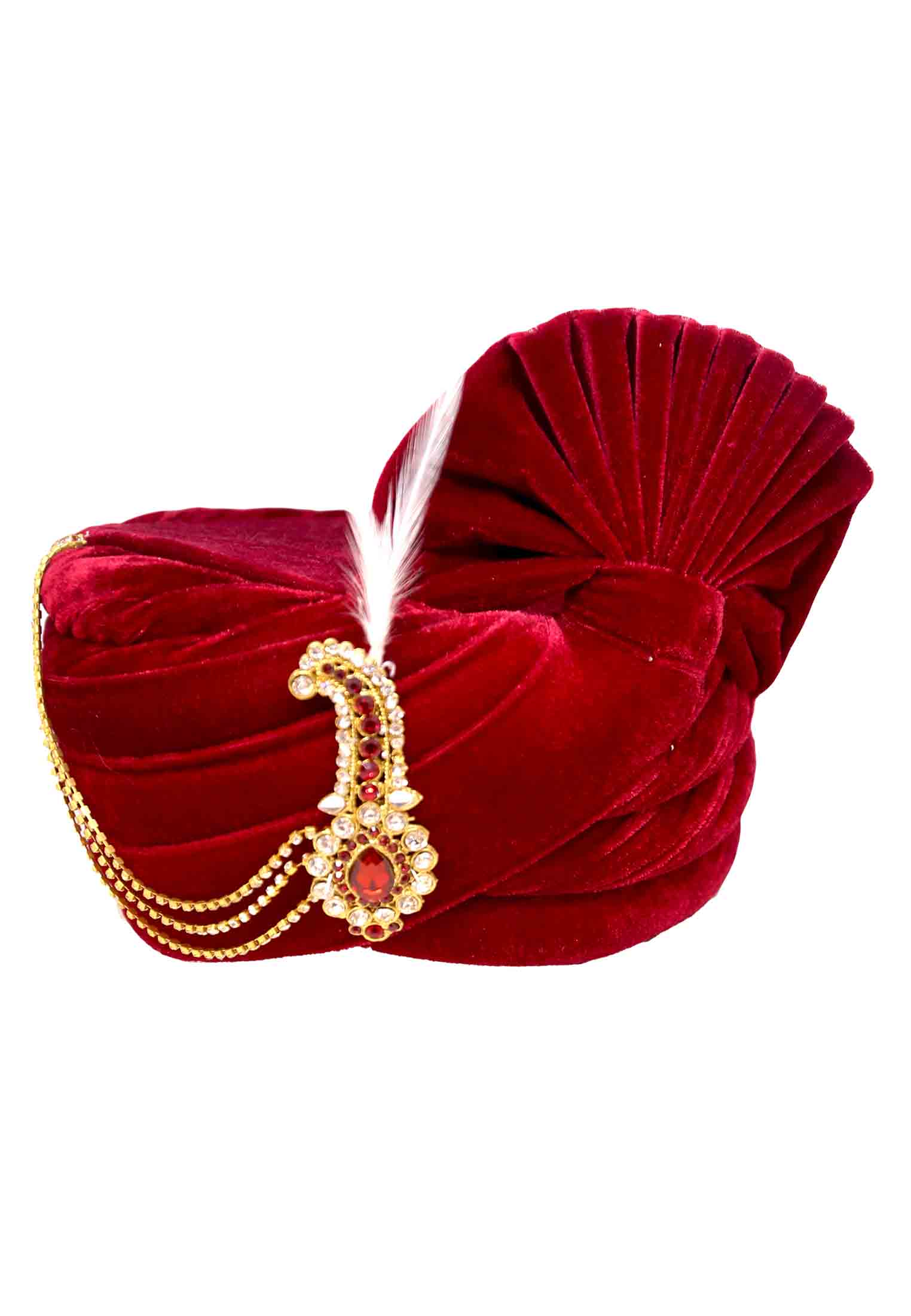 Maroon Wedding Pagri Made of Velvet