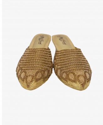 Golden artificial leather party Box heel   