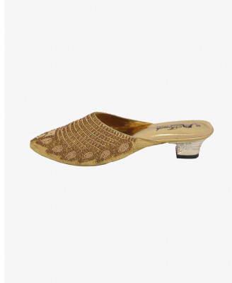 Golden artificial leather party Box heel   
