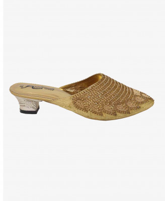 Golden artificial leather party Box heel   