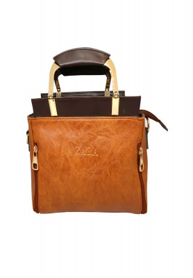 Brown Artificial Leather Medium Party bag 