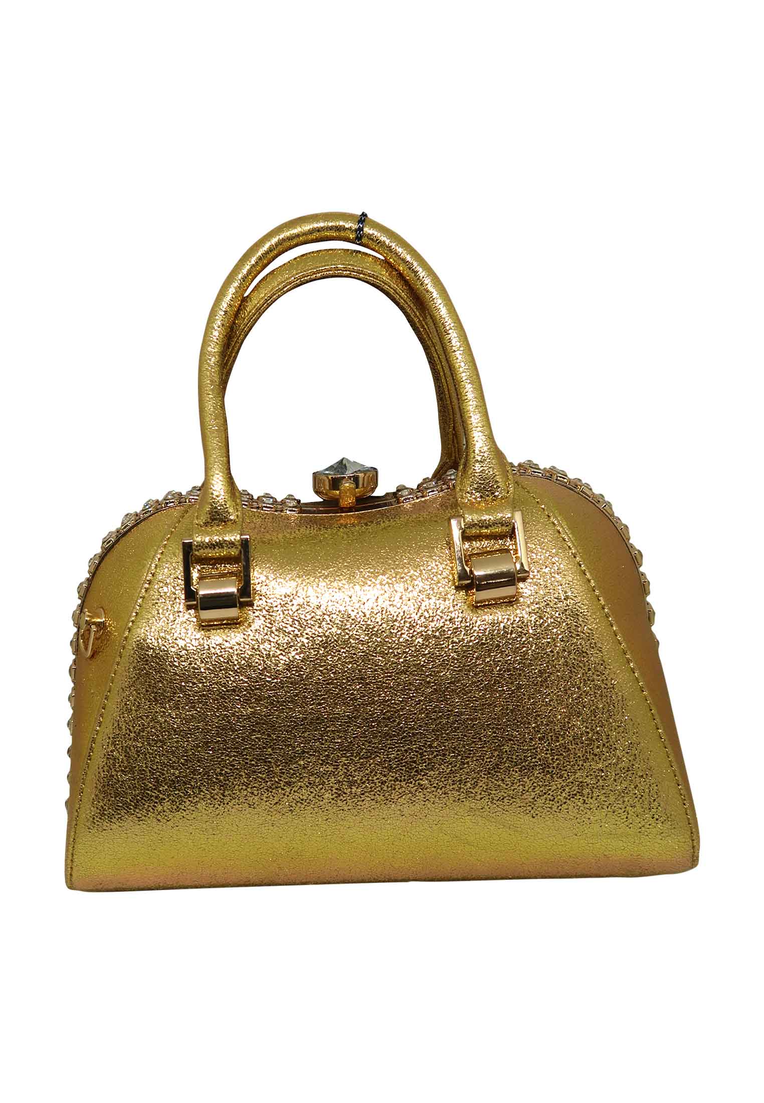 Golden artificial leather medium Party bag