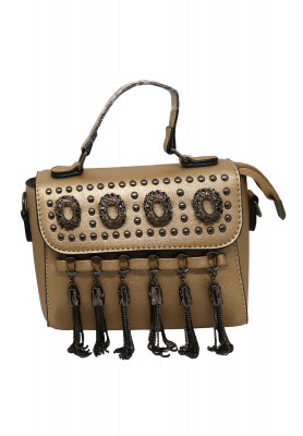 Light golden artificial leather Party bag