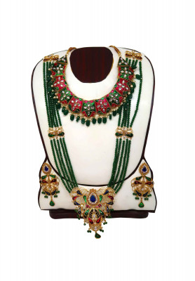 Mena work Necklace with seta har & Ear ring  