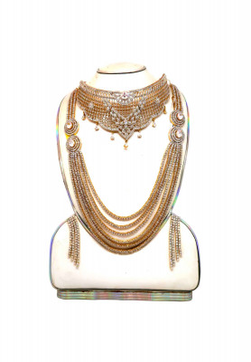 Diamond work necklace with ear ring