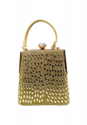 Golden stone work medium Wedding Party bag