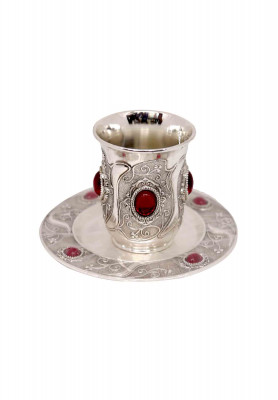 Silver metal small sura glass with tray  