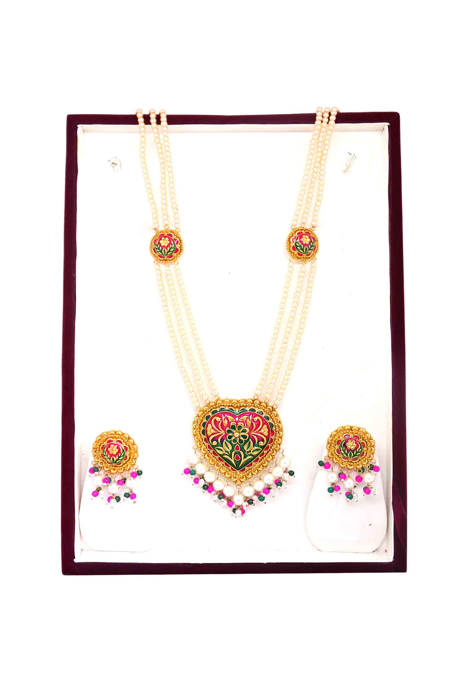 Gold Plated Pearl Meena Seeta Haar