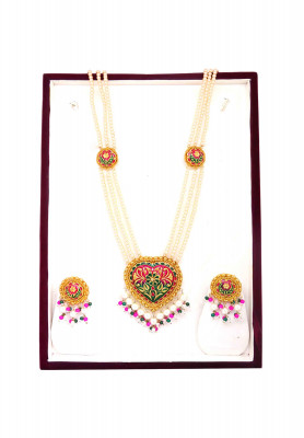 Gold Plated Pearl Meena Seeta Haar