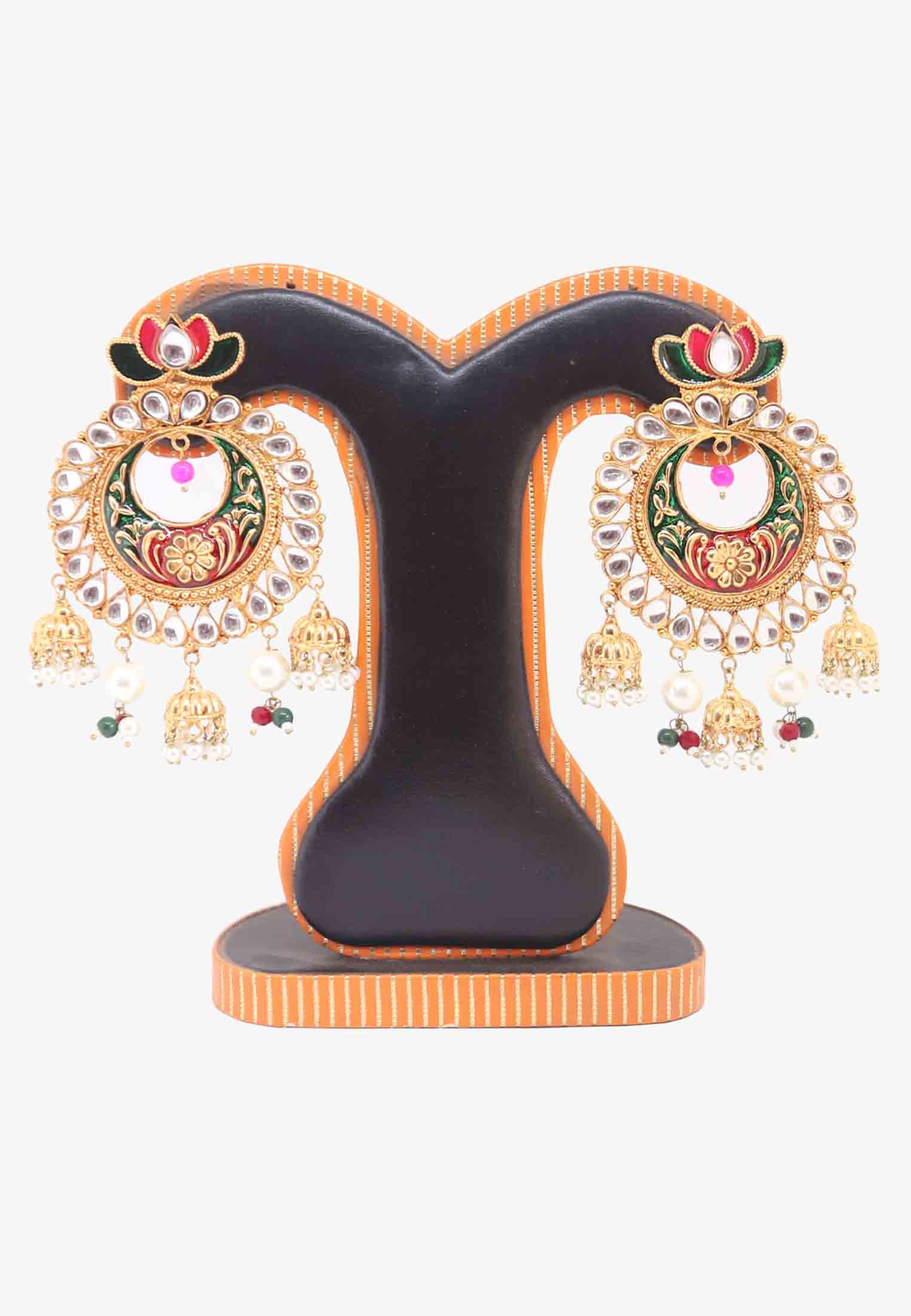 Golden Meena Earrings