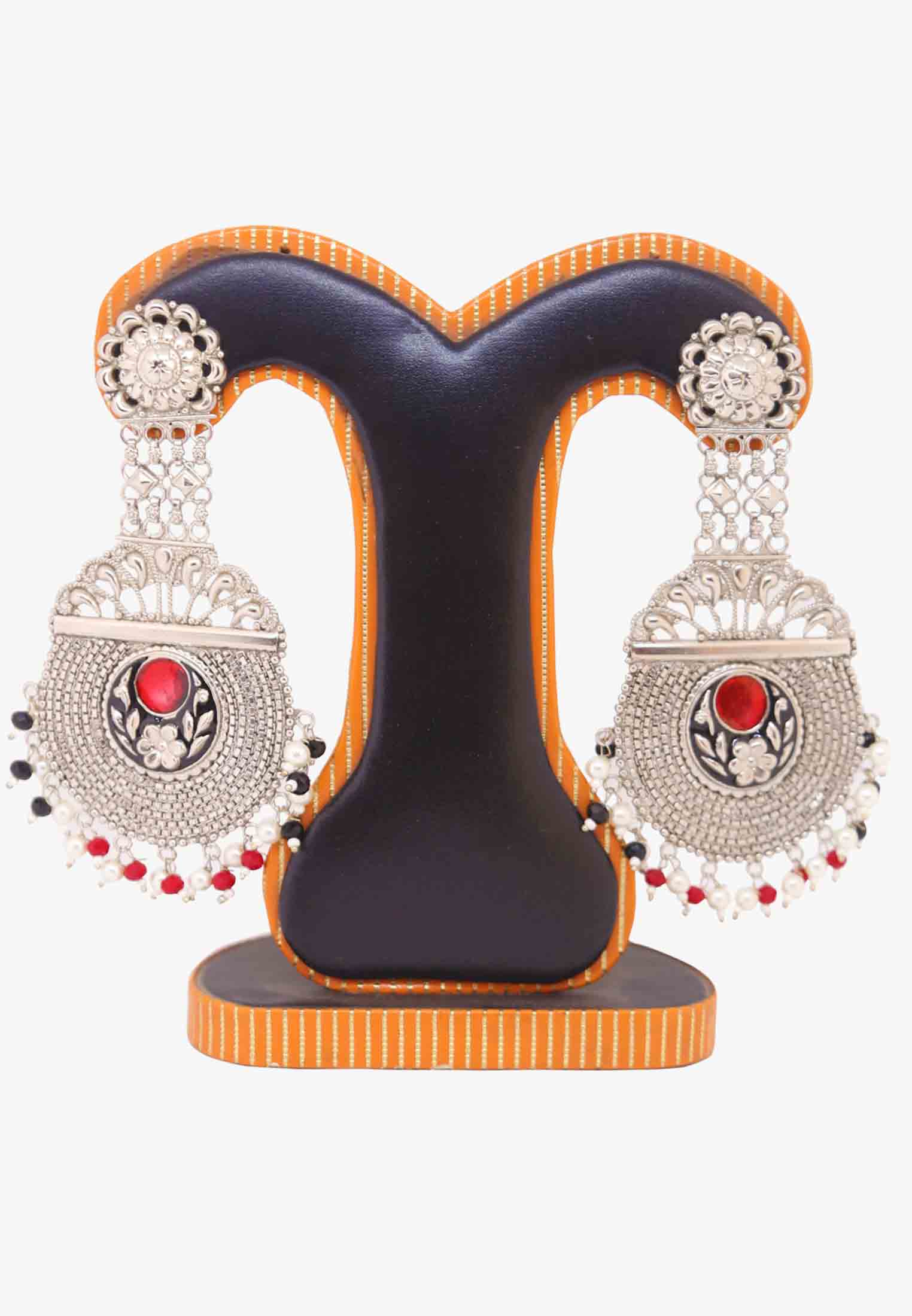 Silver Plated Multi Pearl Jhumka