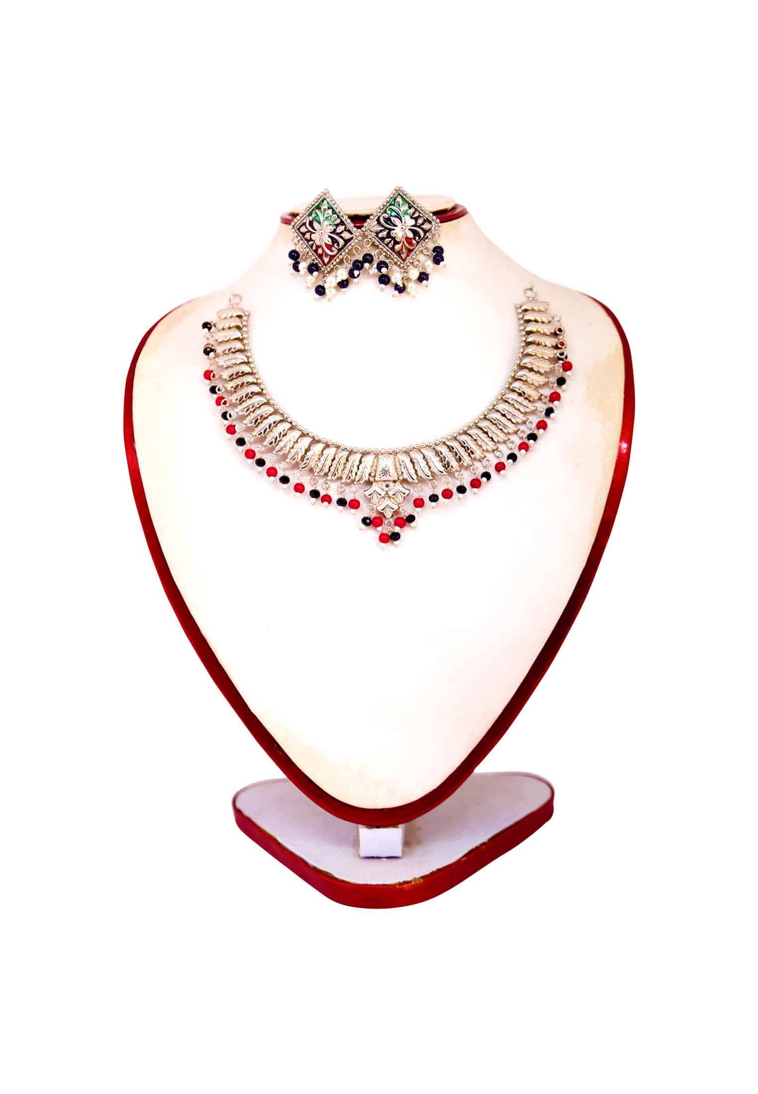 multi pearl Silver plate necklace