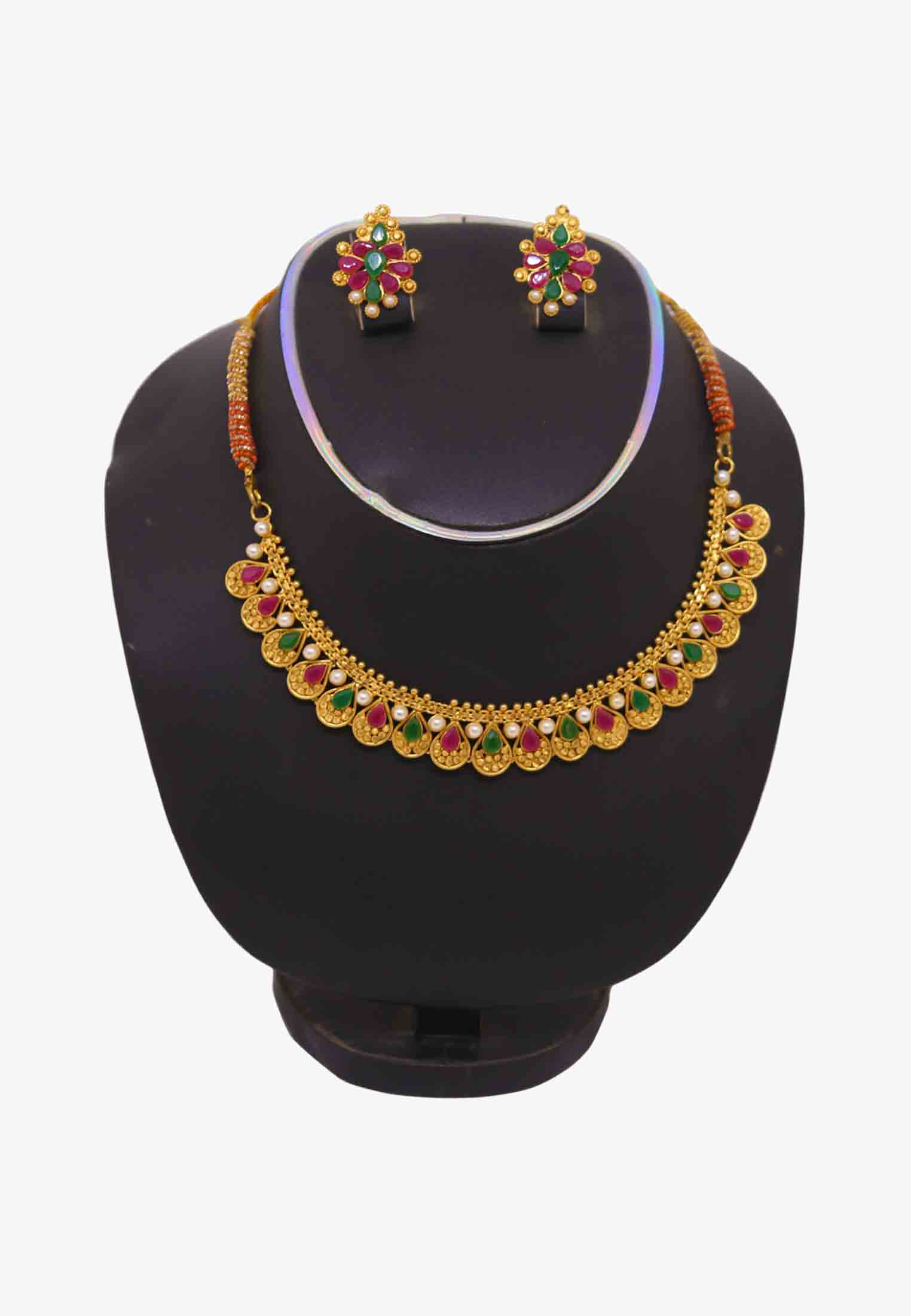 Multi Stone Gold plate Necklace