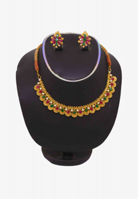 Multi Stone  Gold plate Necklace   