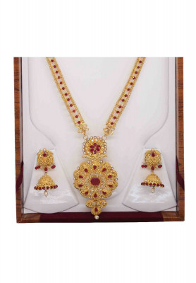 V Shaped Gold Plated Premium Necklace Set