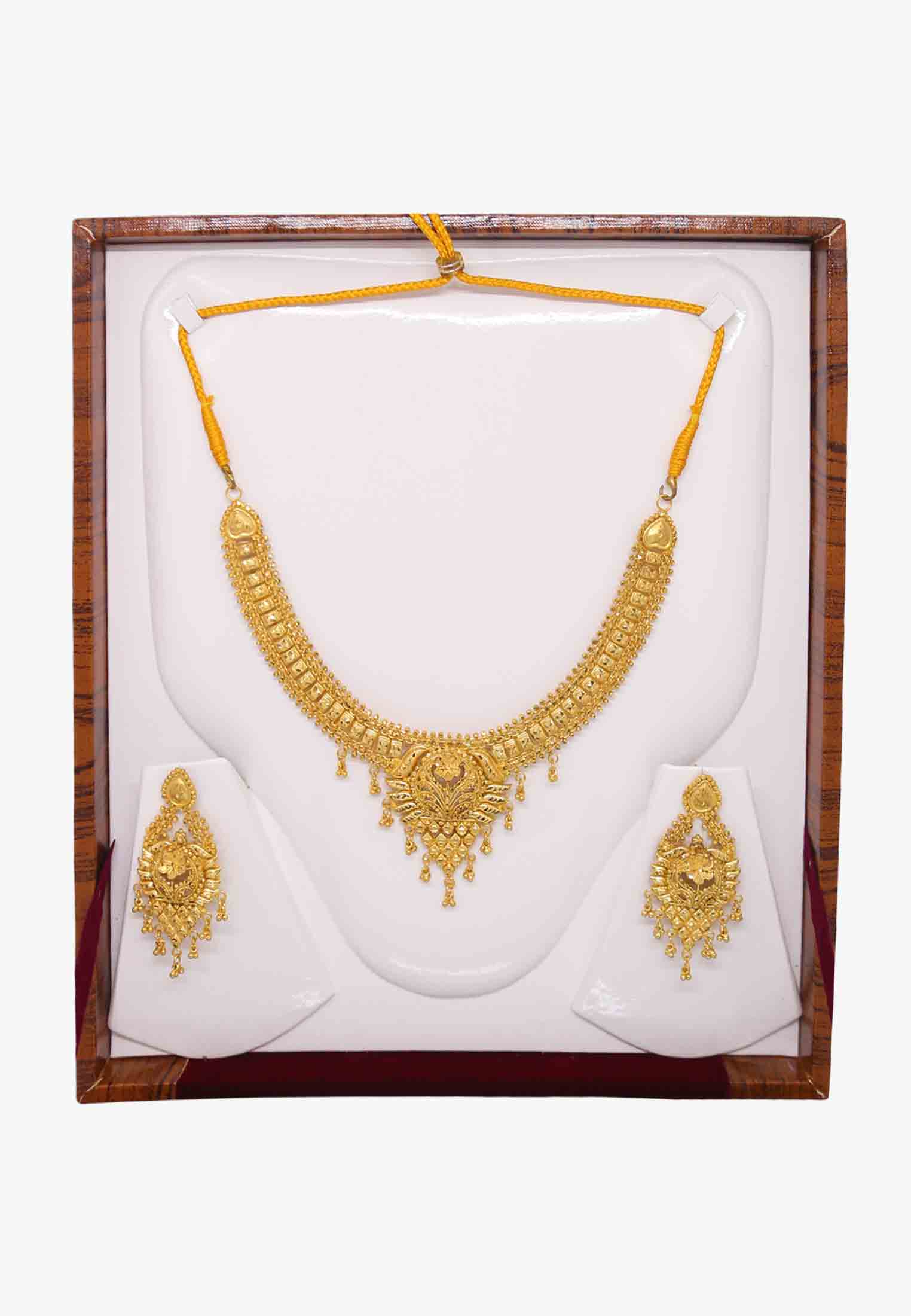 Gold Plated U Shaped Wedding Bridal Jewelry Set
