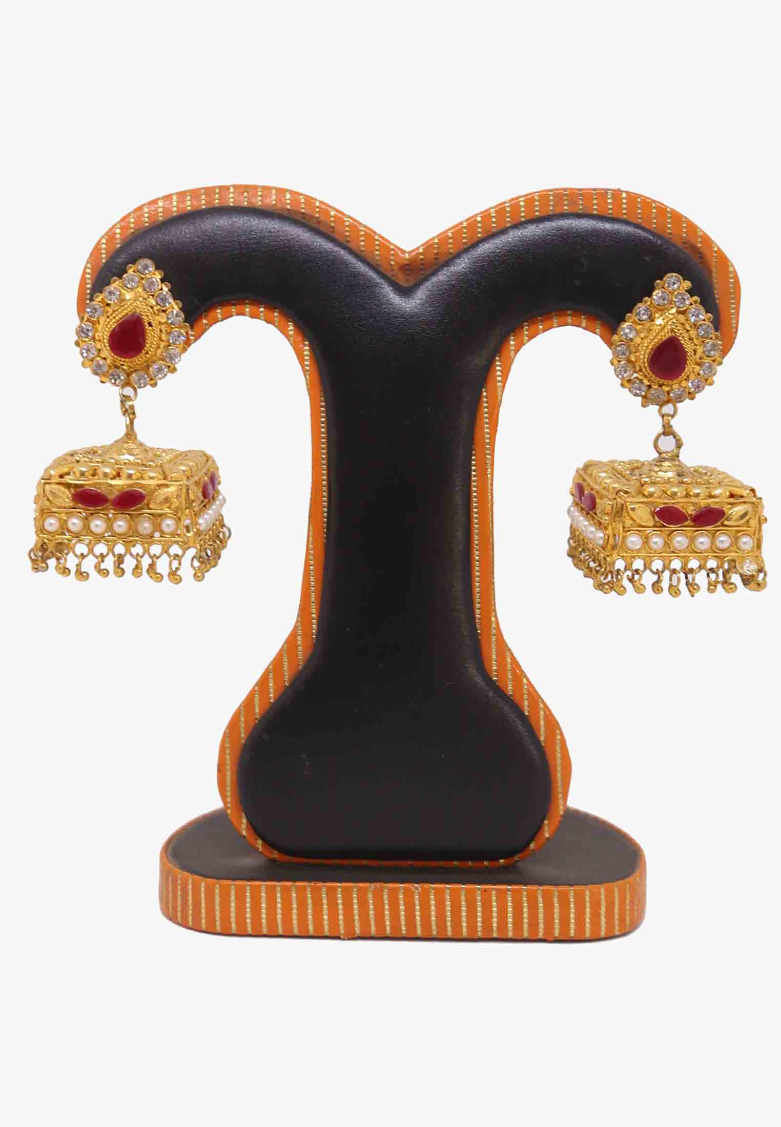 Red Drops Gold Plated Jhumka