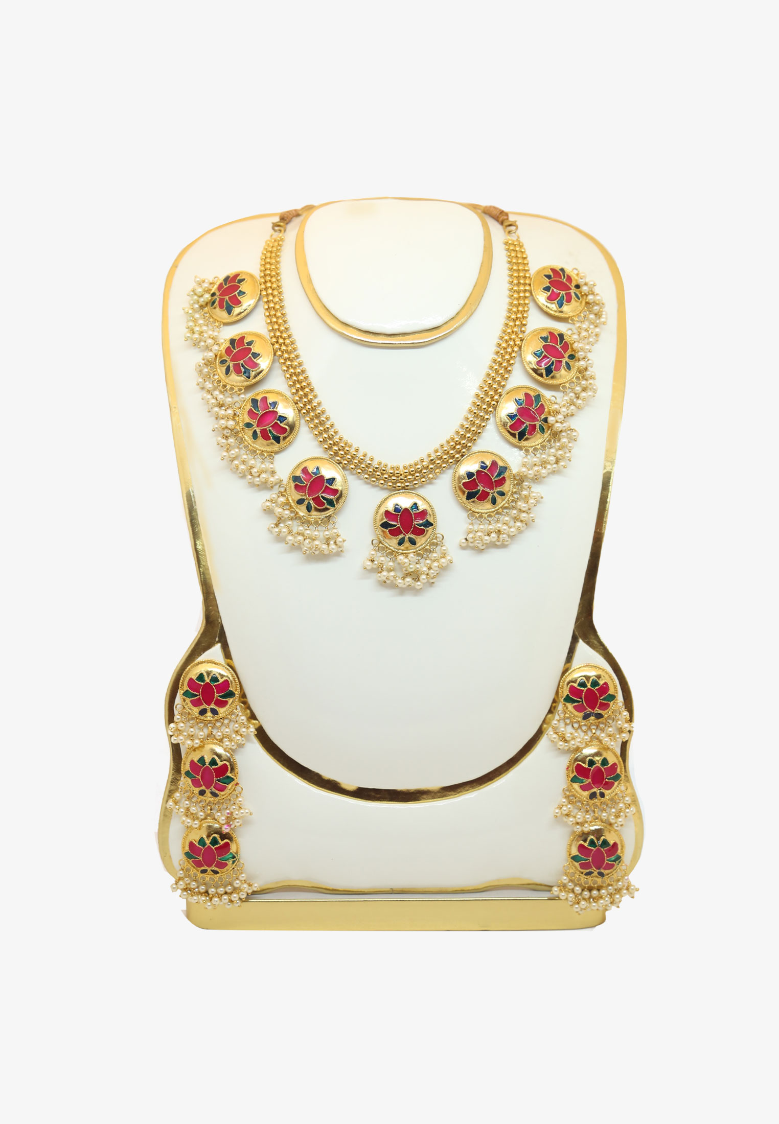 U Shape Pearl  Meena Necklace