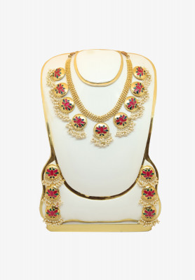 U Shape Pearl  Meena Necklace