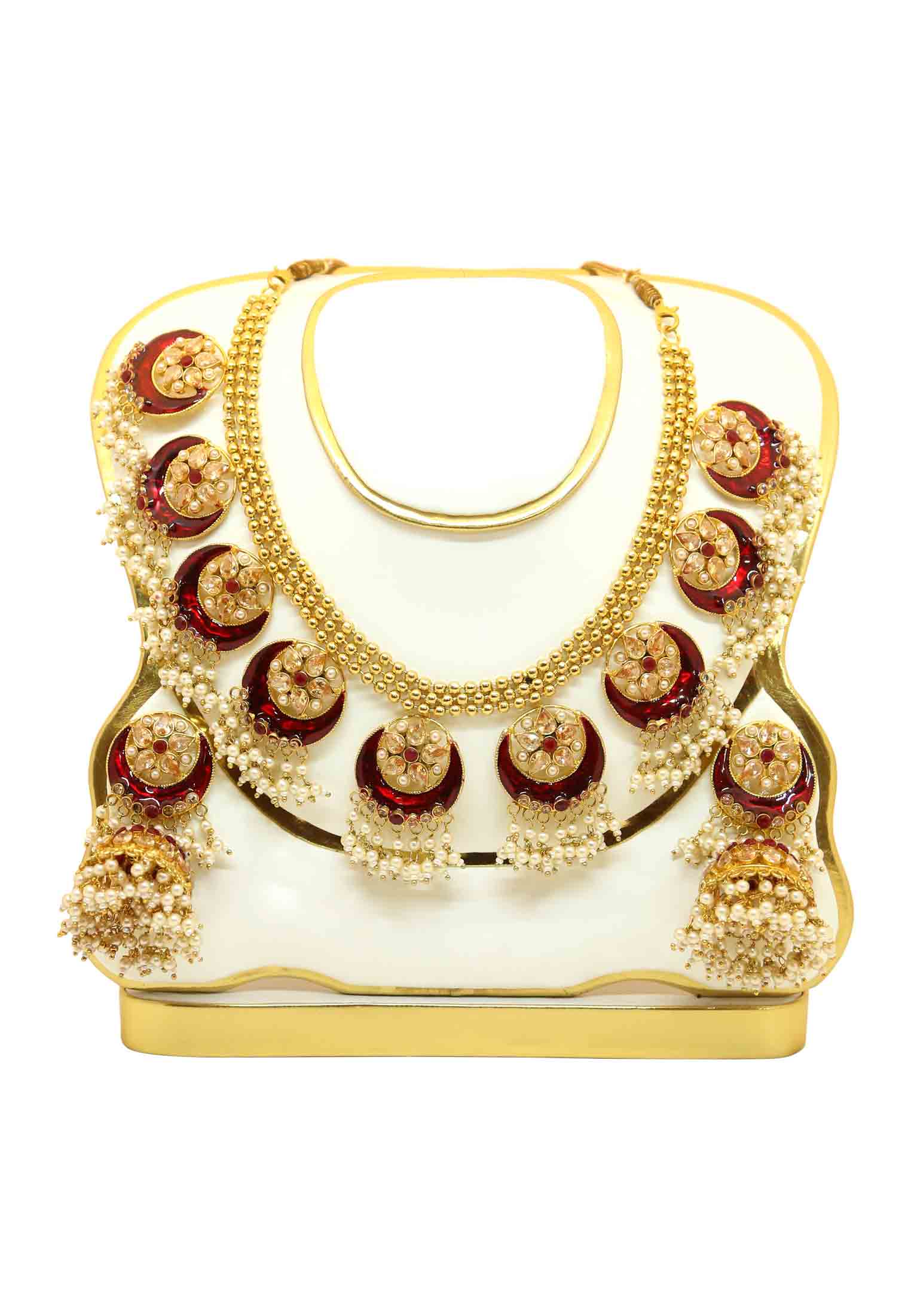  Finest Quality Maroon Meena Necklace