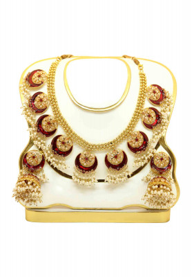  Finest Quality Maroon Meena Necklace