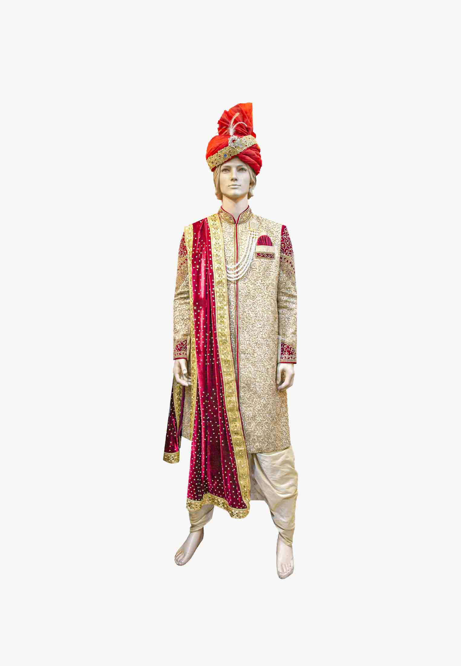 Golden Rajasthani wedding sherwani