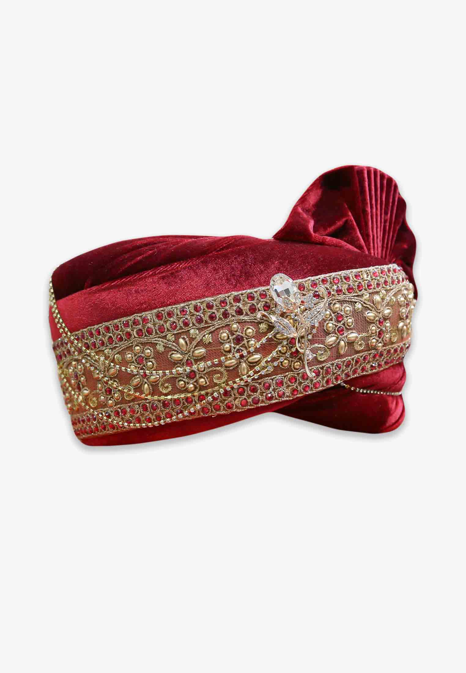 Maroon Rajasthani Wedding Pagri