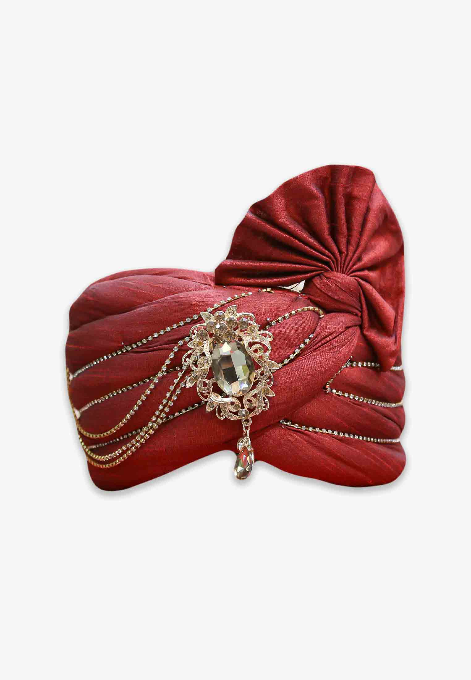Maroon Rajasthani Wedding Pagri