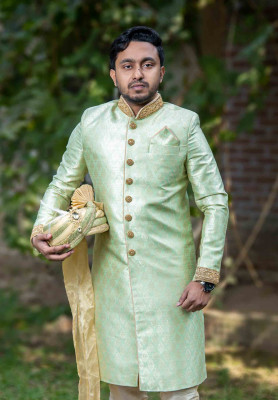 Golden Brown Color Sherwani for Rent