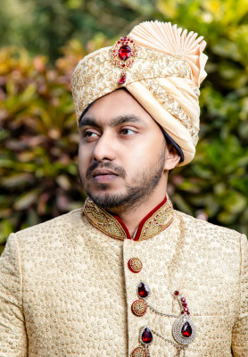 Golden Color Sherwani for Rent