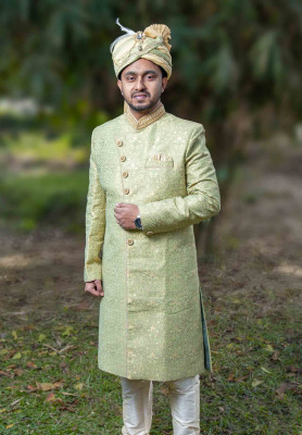 Light Green Color Sherwani for Rent