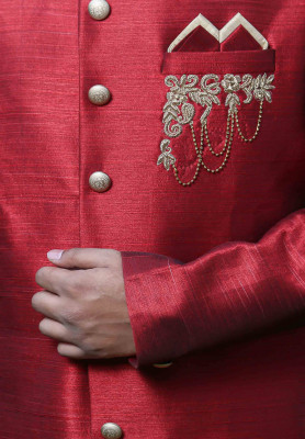 Red Color Sherwani for Rent