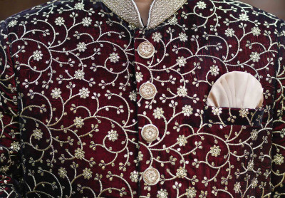 Maroon black Color Sherwani for Rent