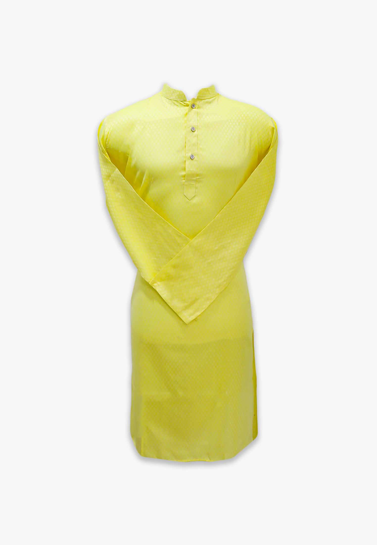 Light yellow semi long panjabi for men