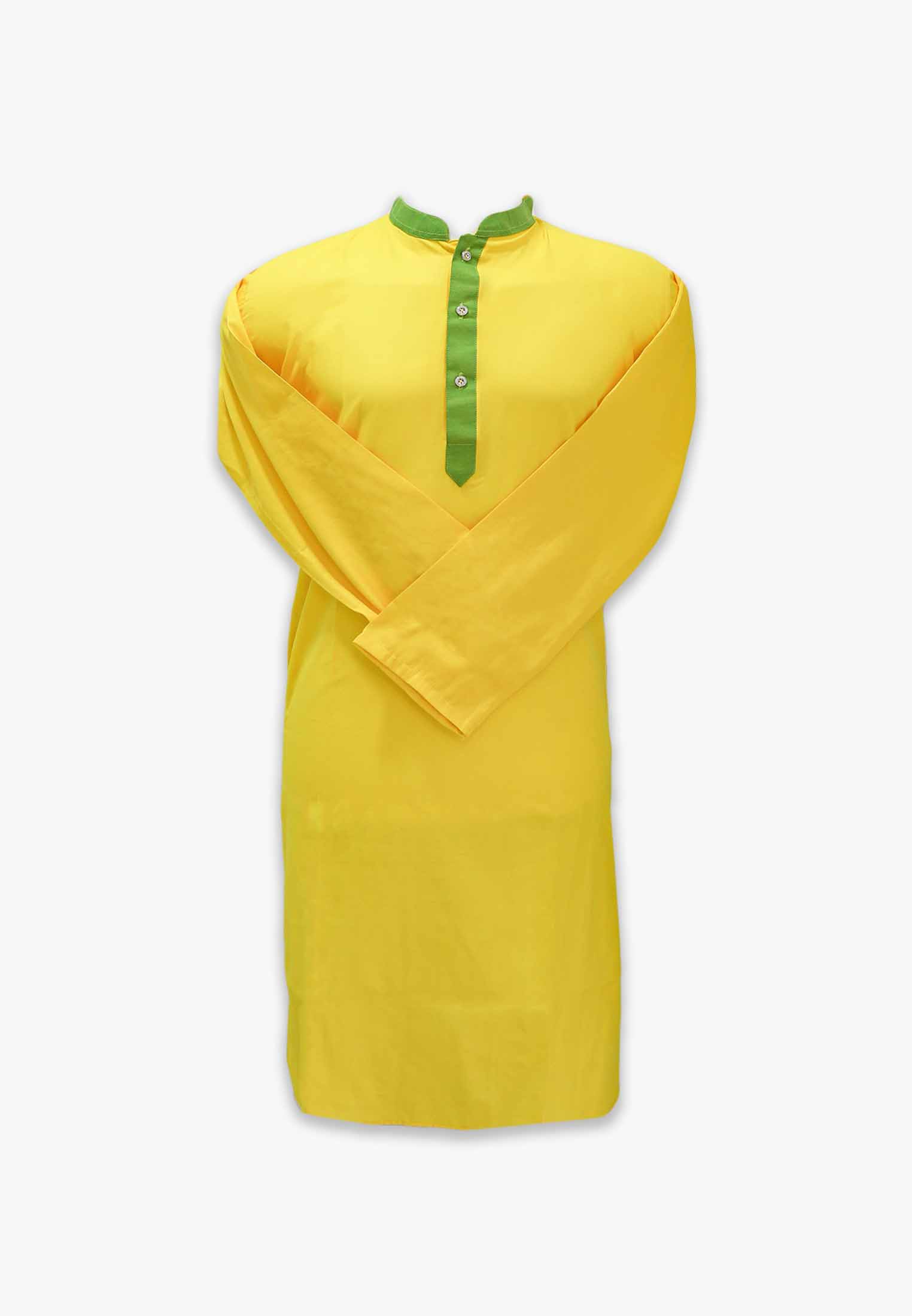 Yellow semi long panjabi for men
