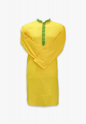 Yellow semi long panjabi for men