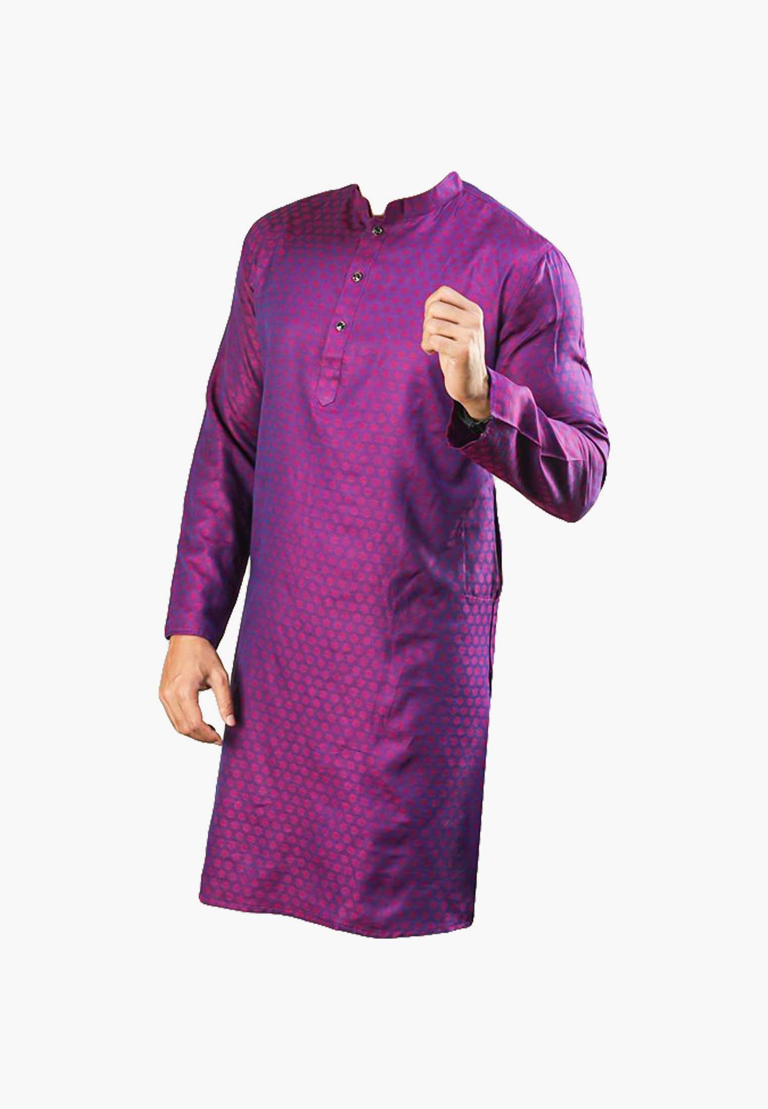 Purple semi long panjabi for Gaye Halud