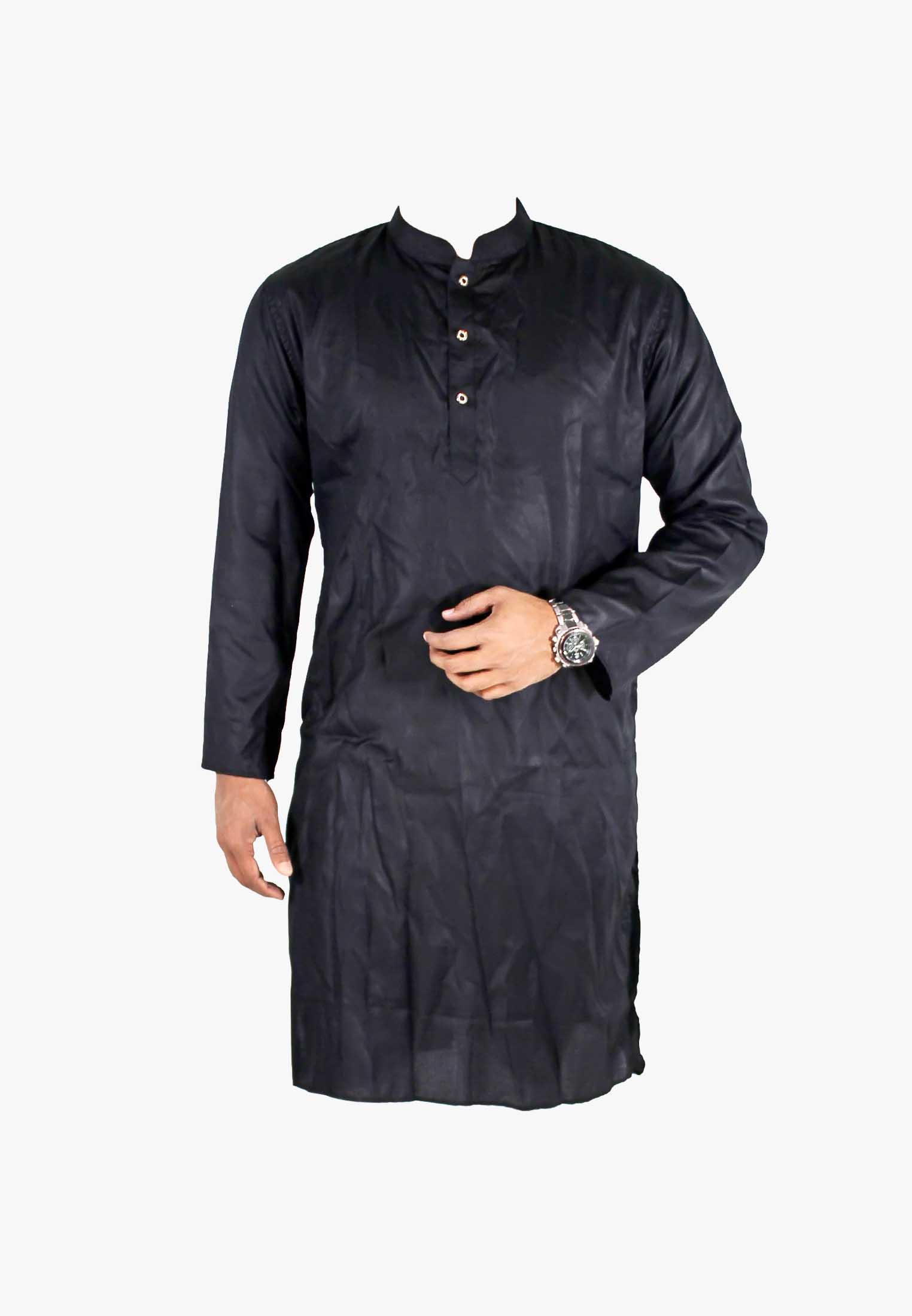 Black semi long panjabi for Gaye Halud