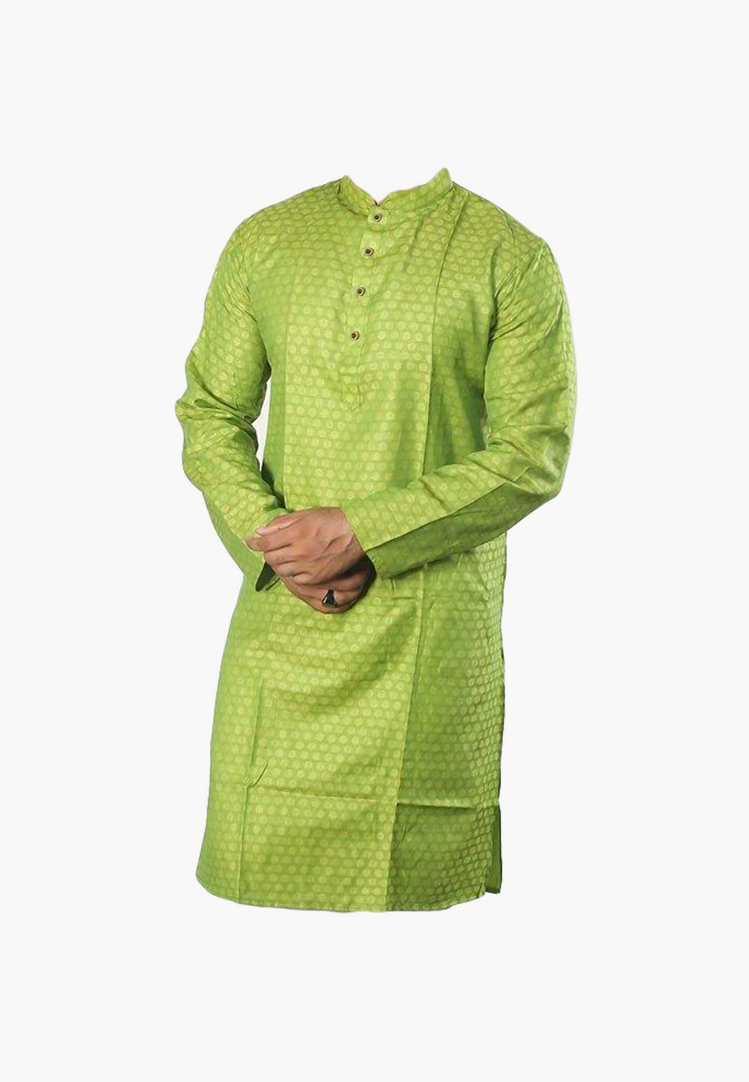 Light Green Semi long panjabi for Gaye Halud