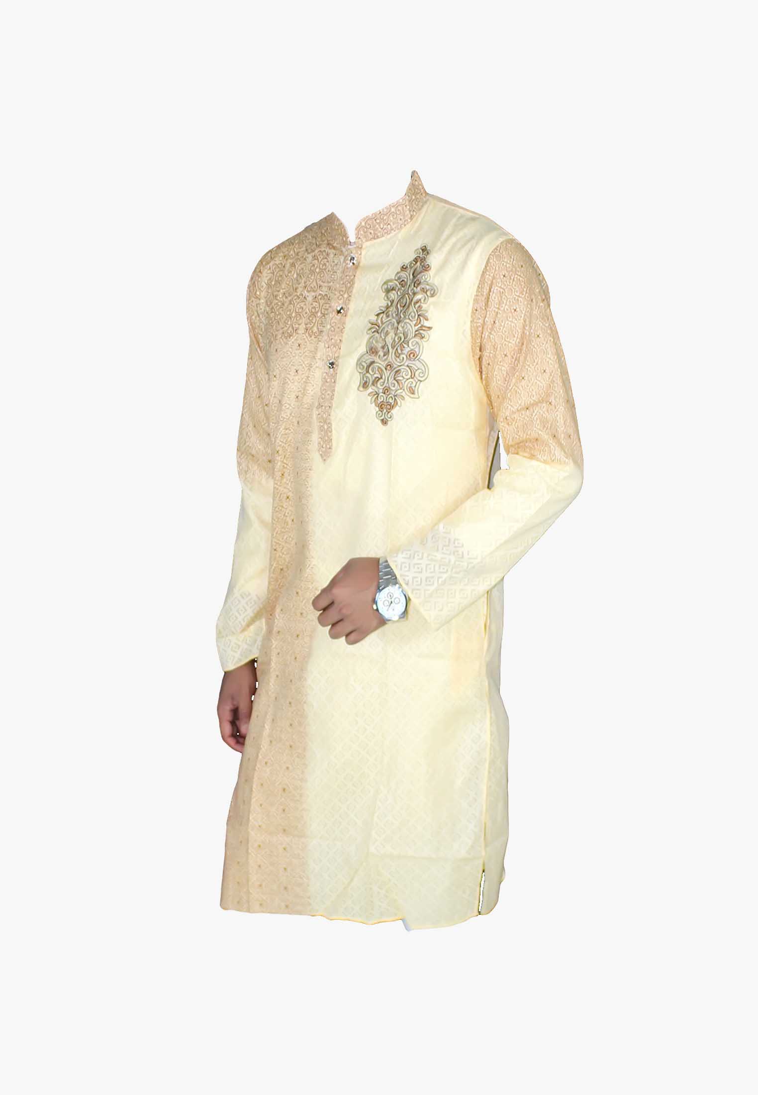Off white Semi long panjabi for Gaye Halud