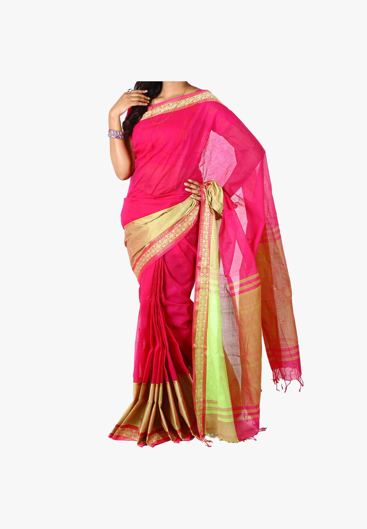 Magenta Slick Cotton Saree