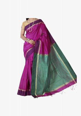 Purple Slick Cotton Saree