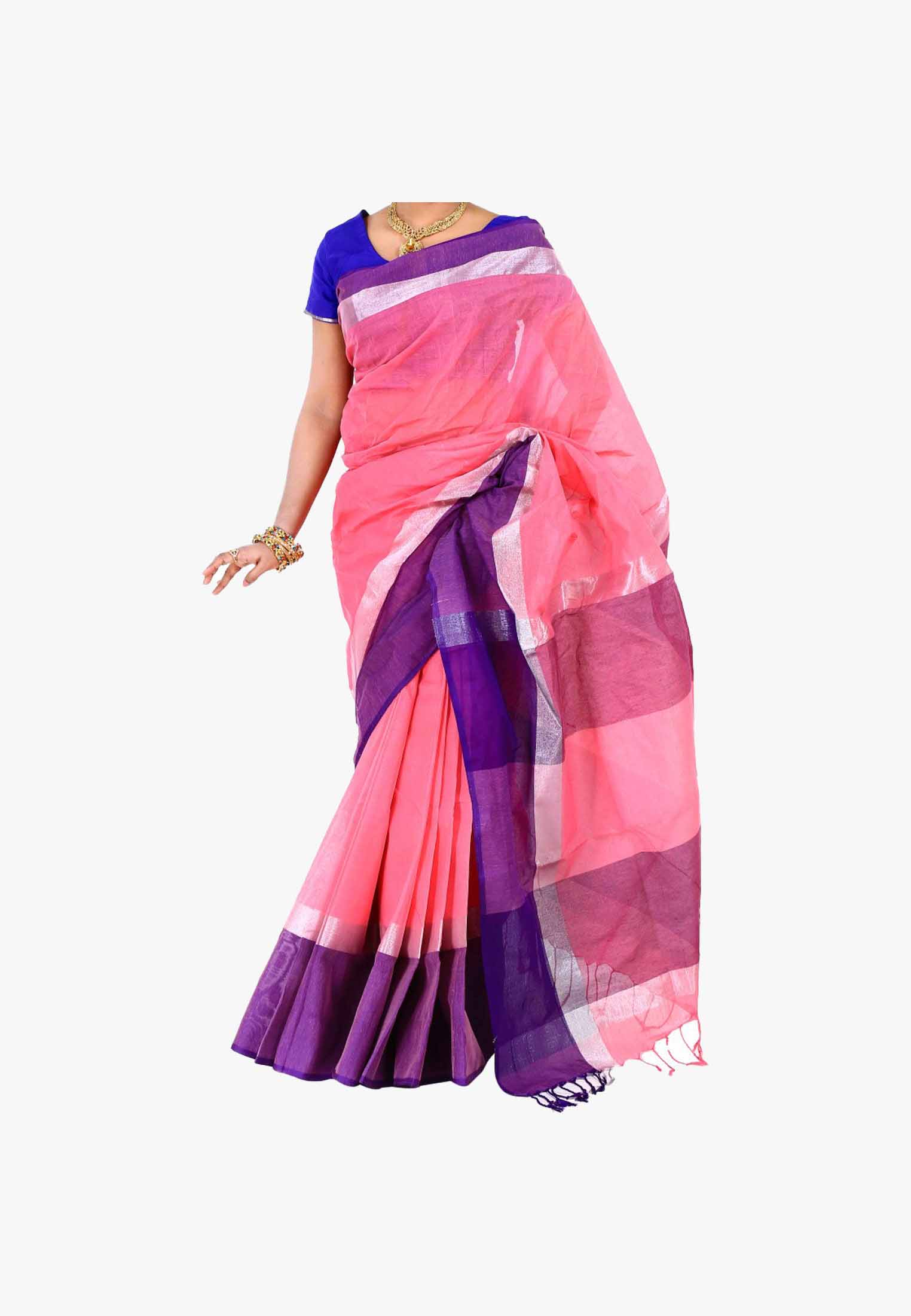 Pink Slick Cotton Saree