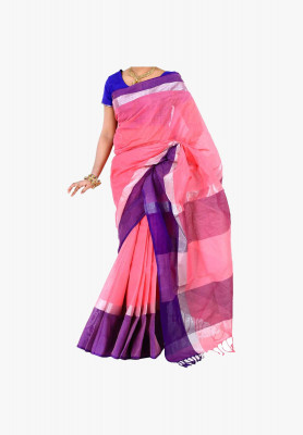 Pink Slick Cotton Saree