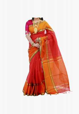 Red Slick Cotton Saree