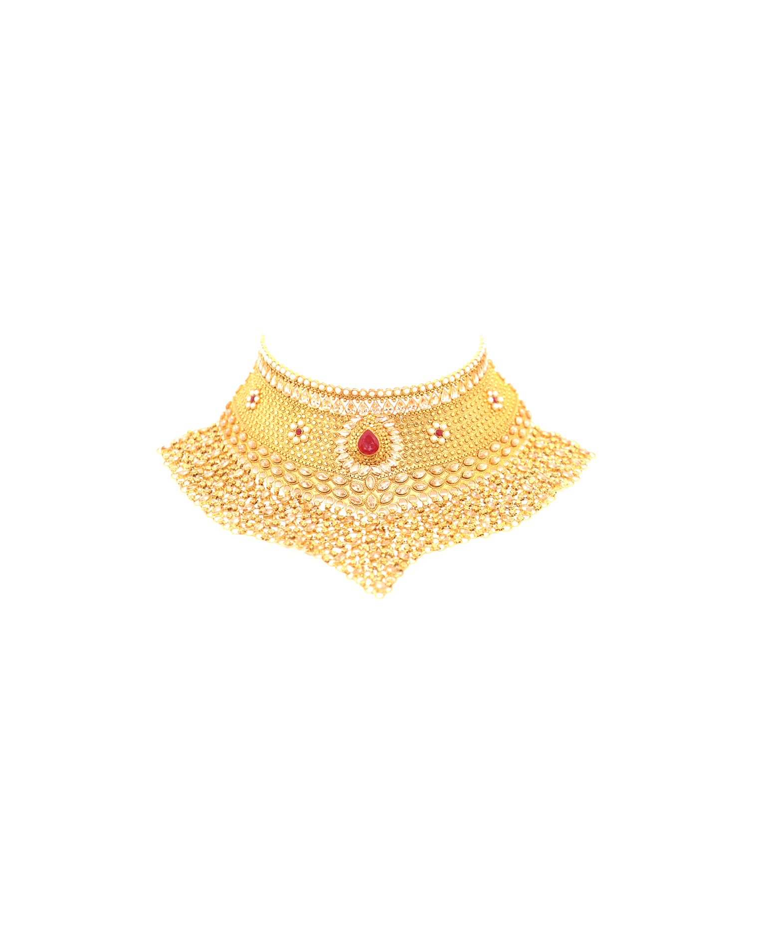 Gold Plate Stone-Puti Wedding Chocker Set